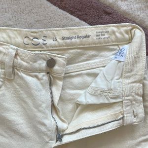 COS Straight leg Mid Rise pale yellow Jeans